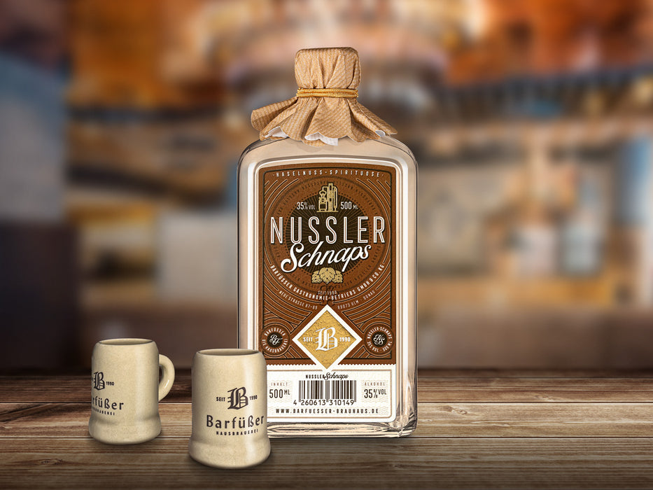 Barfüßer Geschenkbox mit Nussler Schnaps